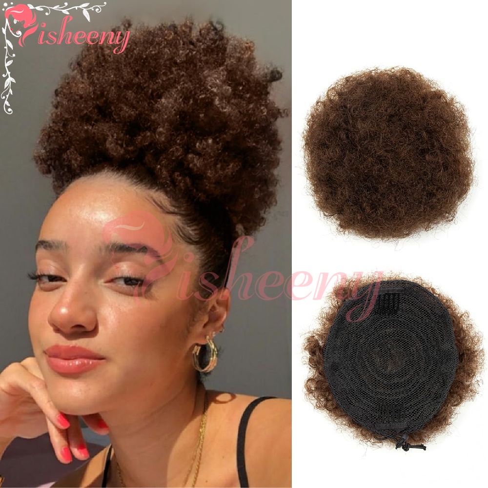 Isheeny キンキーカーリーアフロパフ ドローストリング - Drawstring Afro Curly Puff Ponytail のレビューと価格
