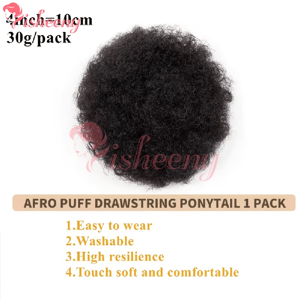 Isheeny キンキーカーリーアフロパフ ドローストリング - Drawstring Afro Curly Puff Ponytail のレビューと価格
