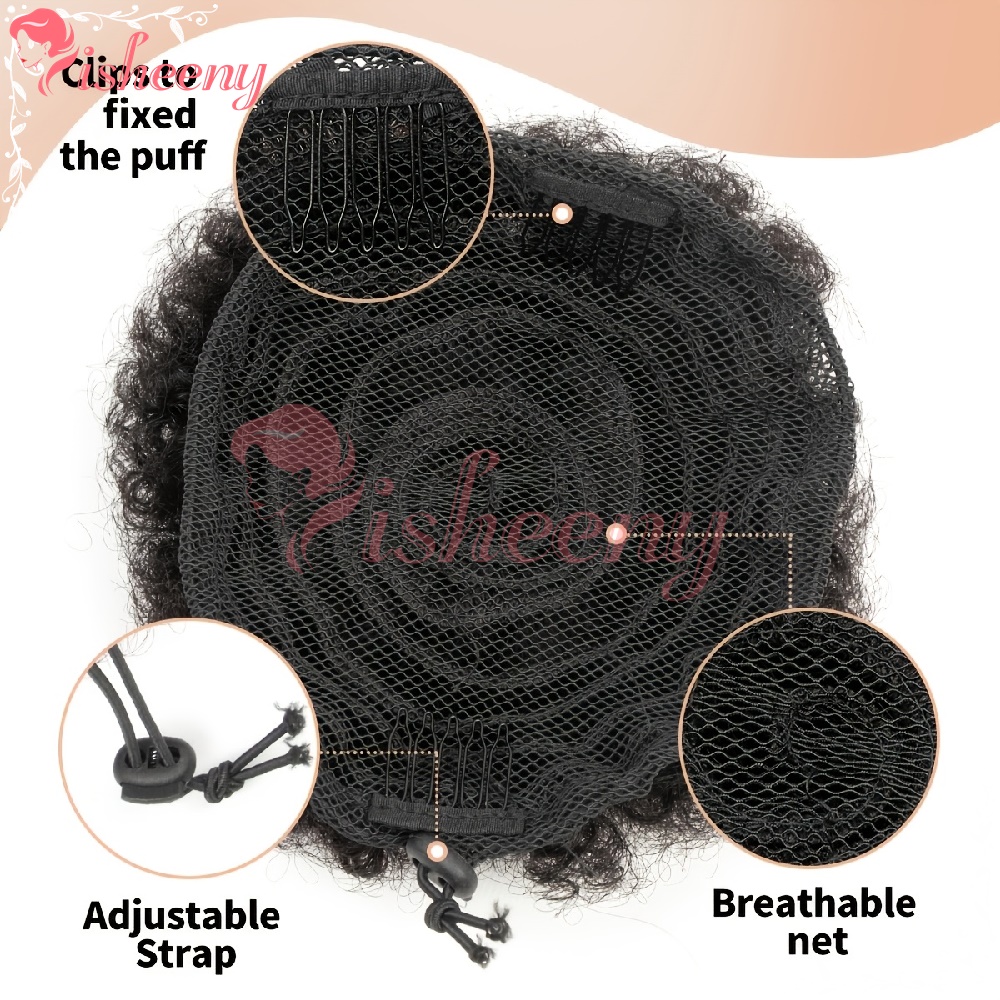 Isheeny キンキーカーリーアフロパフ ドローストリング - Drawstring Afro Curly Puff Ponytail のレビューと価格