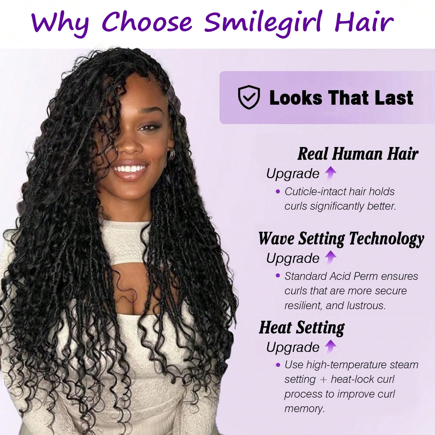 スマイルガール バーマンカーリー人毛バルク12A 編み込みヘ - Water Wave Bulk Human Hair For Braiding のレビューと価格