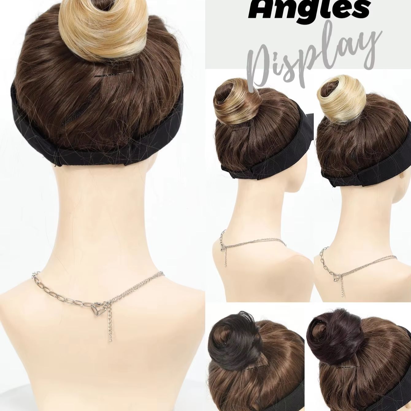 合成ミニクロークリップ付きメッシーヘアバン、ドーナツアップヘ - Claw Clip Messy Bun Hair Piece のレビューと価格