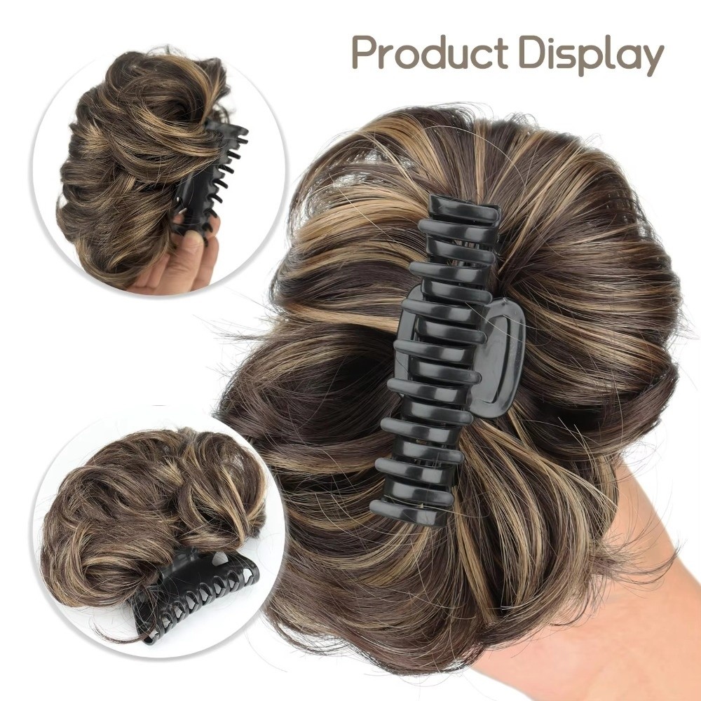 オンメッシーヘアバンヘアバン爪クリップヘアピース合成波状ヘア - Claw Clip Messy Bun Hair Piece のレビューと価格